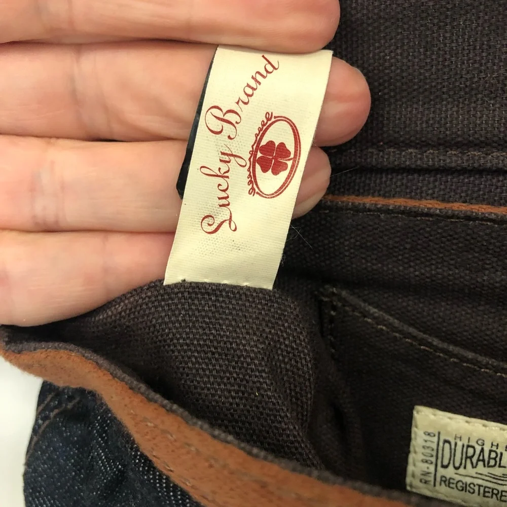 Lucky Brand Cute and Functional Denim With Leather Trim Wristlet - Picture 11 of 11